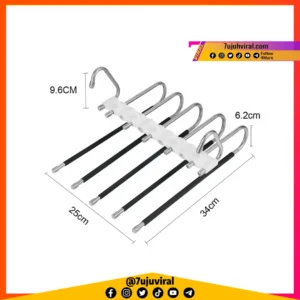 000077 : Stainless Steel Anti-Slip Pant Hanger 9 Layer Magic Hanger Rack Multi Functional 